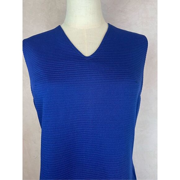 Vintage Shift Mod MCM Blue Ribbed Dress - Picture 2 of 9